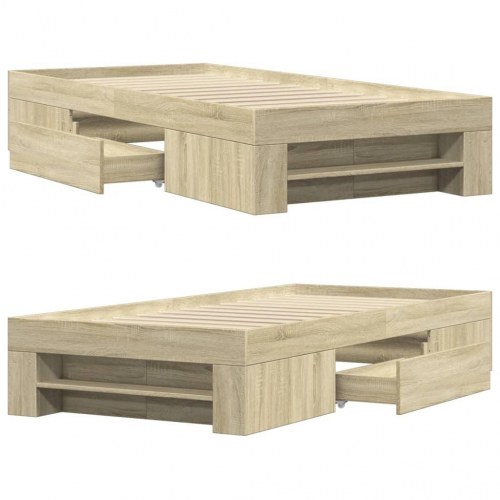 Sengeramme 90 x 200 cm med opbevaring - sonoma-eg