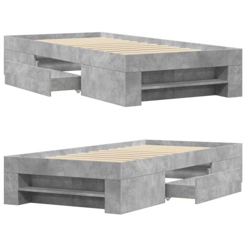 Sengeramme 75 x 190 cm med opbevaring - betongrå