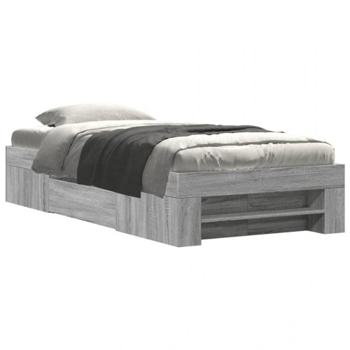 Sengeramme med opbevaring 75 x 190 cm - grå sonoma-eg