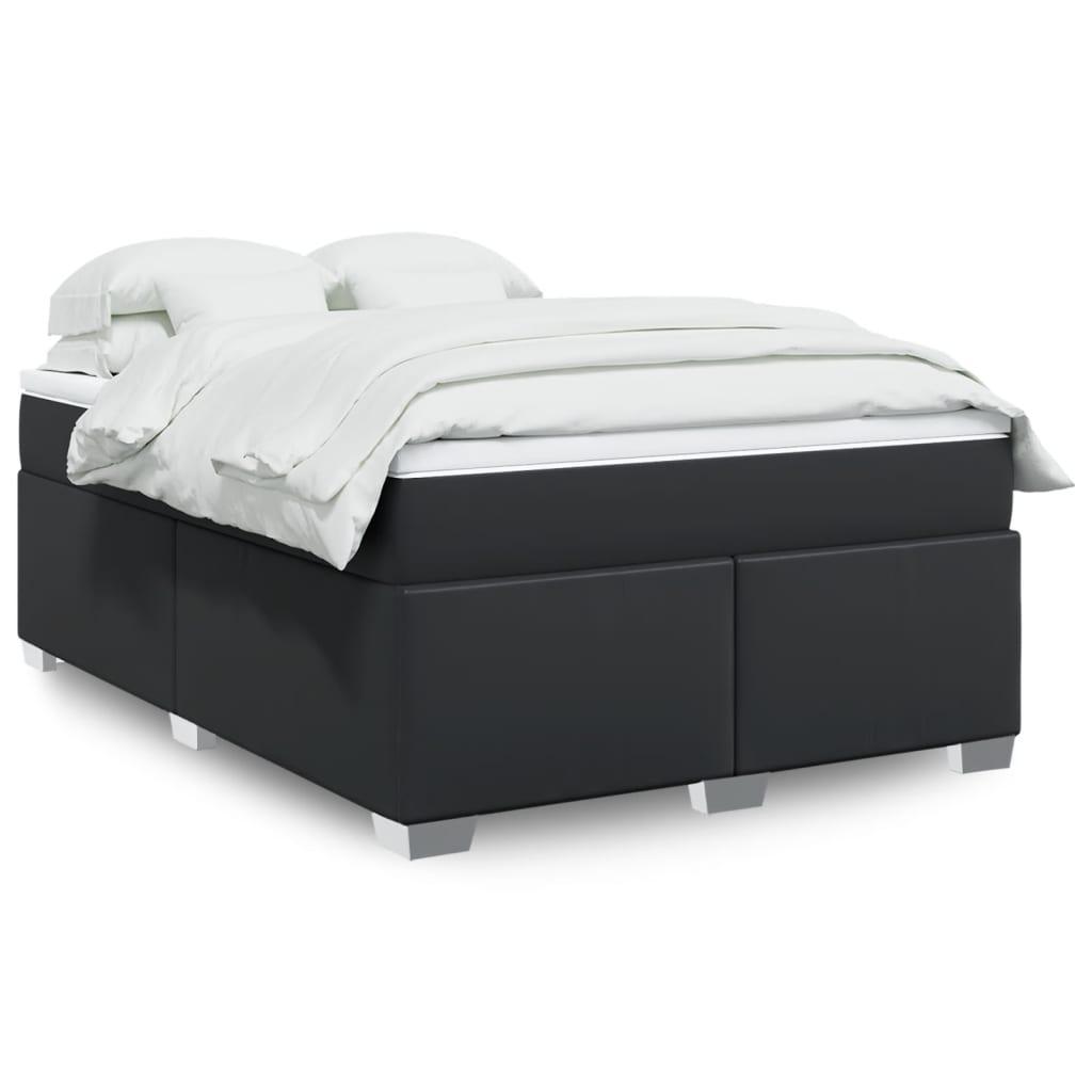 Kontinentalseng med madras og topmadras 140x190 cm - kunstlæder, sort