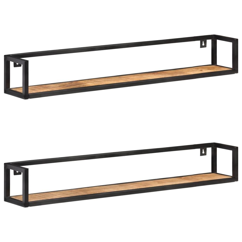 Væghylder 2 stk. 120 cm ru mangotræ