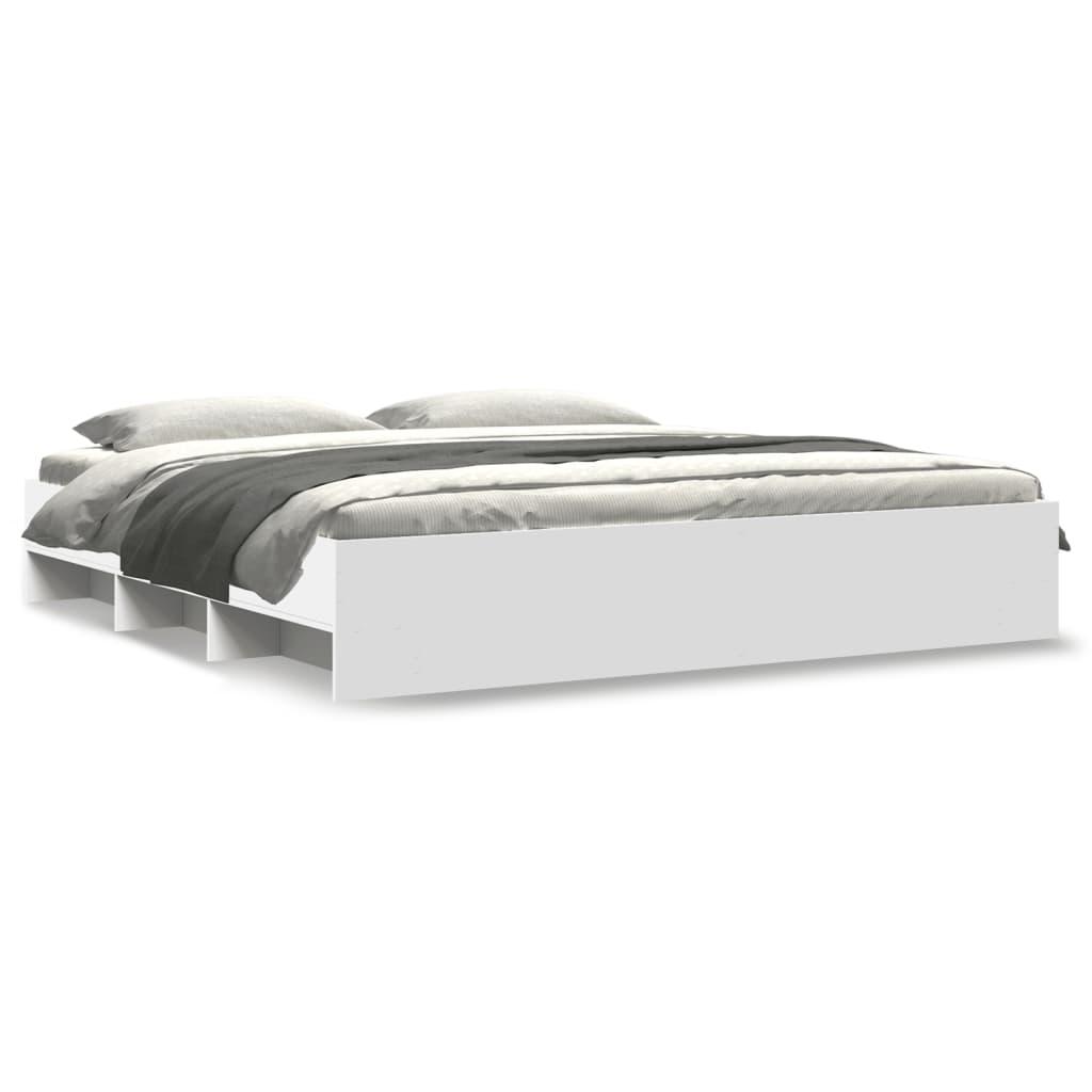 Sengestel 200x200 cm konstrueret træ hvid billede