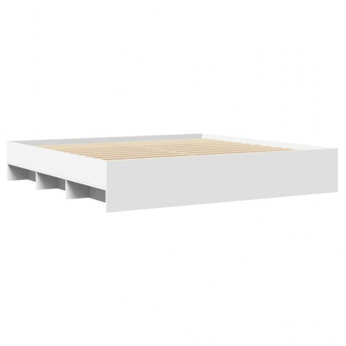 Sengestel 200 x 200 cm med opbevaring - hvid