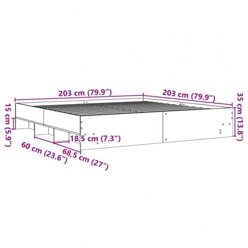 Sengestel 200 x 200 cm med opbevaring - hvid