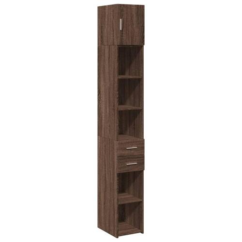 Skab 30x42,5x225 cm smalt konstrueret træ brun egetræsfarve