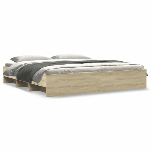 Sengeramme 200 x 200 cm med opbevaringsrum - sonoma-eg