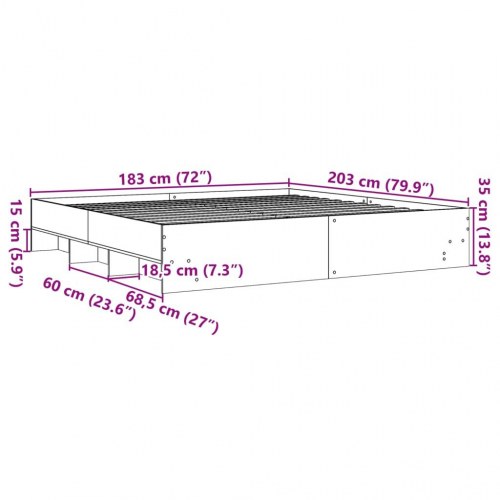 Sengestel 180 x 200 cm med opbevaringsrum - sort