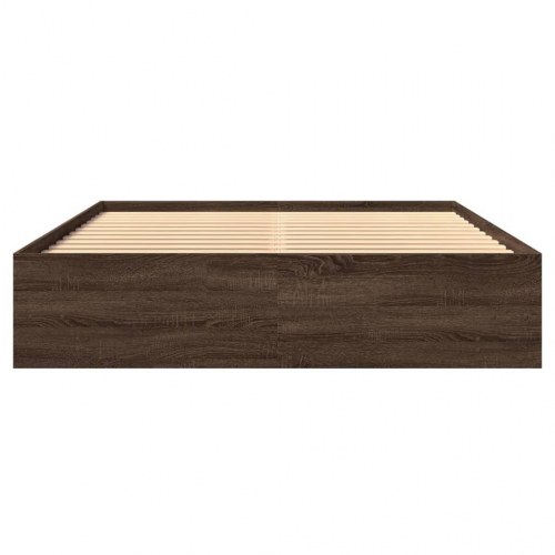 Sengeramme 150 x 200 cm med opbevaring - brunt egetræ