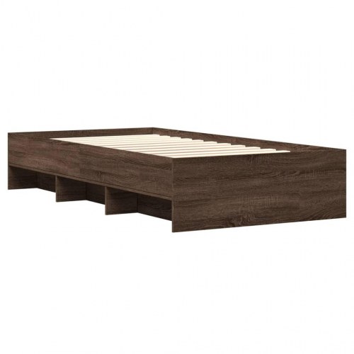 Sengeramme 100 x 200 cm med opbevaringsrum - brunt egetræ
