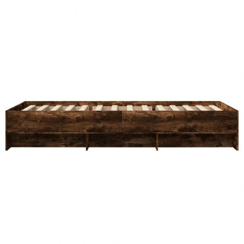 Sengeramme 100 x 200 cm med opbevaring - røget egetræ