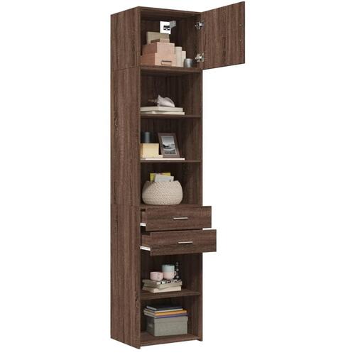 Skab 50x42,5x225 cm smalt konstrueret træ brun egetræsfarve