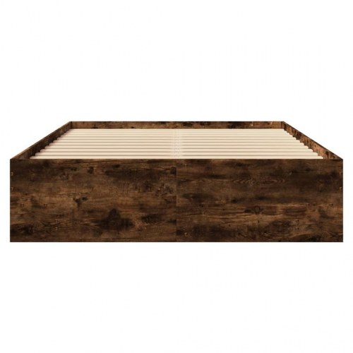 Sengeramme 120 x 190 cm med lamelbund - røget eg