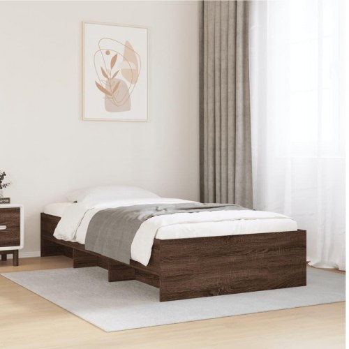 Sengeramme 90 x 190 cm - brunt egetræ