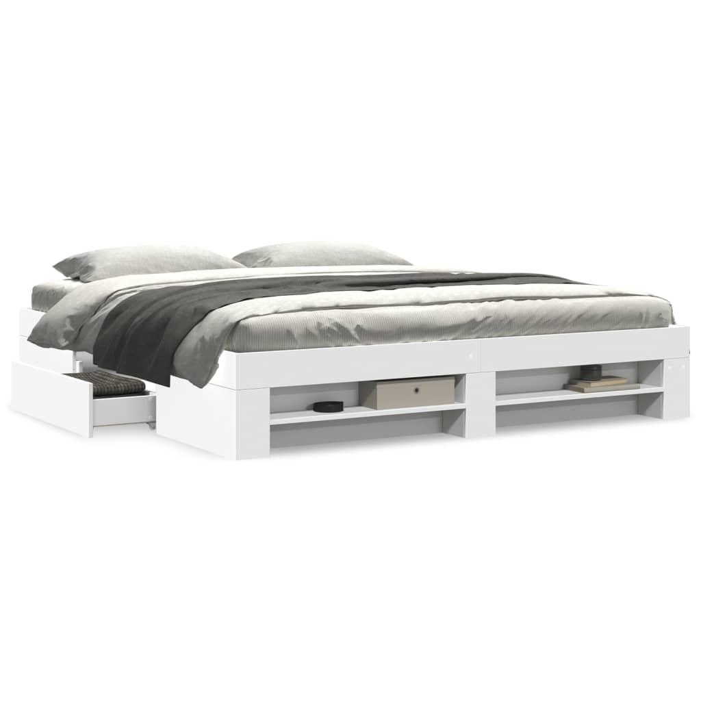 Sengestel Konstrueret Træ - Hvid / 200 x 200 cm