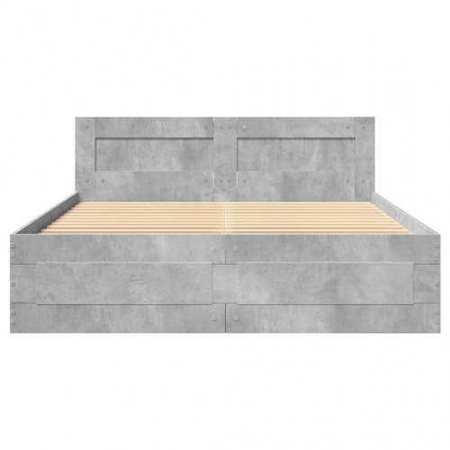 Sengeramme med sengegavl 140 x 200 cm - betongrå