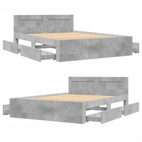 Sengeramme med sengegavl 140 x 200 cm - betongrå