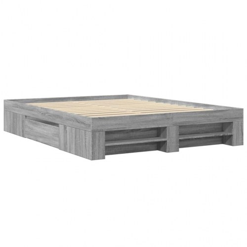 Sengestel 150 x 200 cm med opbevaring - grå sonoma-eg