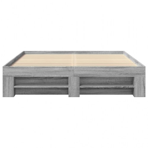 Sengestel 150 x 200 cm med opbevaring - grå sonoma-eg