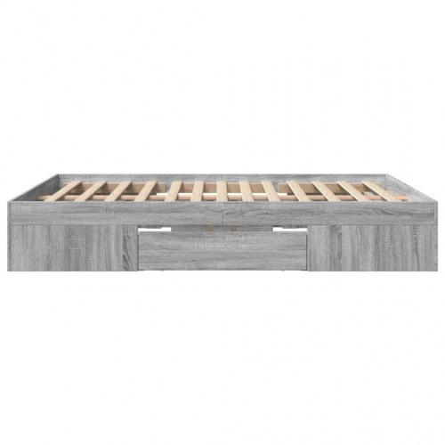 Sengestel 150 x 200 cm med opbevaring - grå sonoma-eg