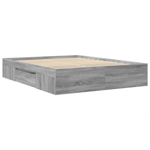 Sengestel 150 x 200 cm med opbevaring - grå sonoma-eg