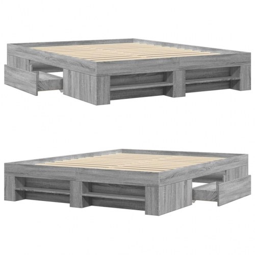 Sengestel 150 x 200 cm med opbevaring - grå sonoma-eg