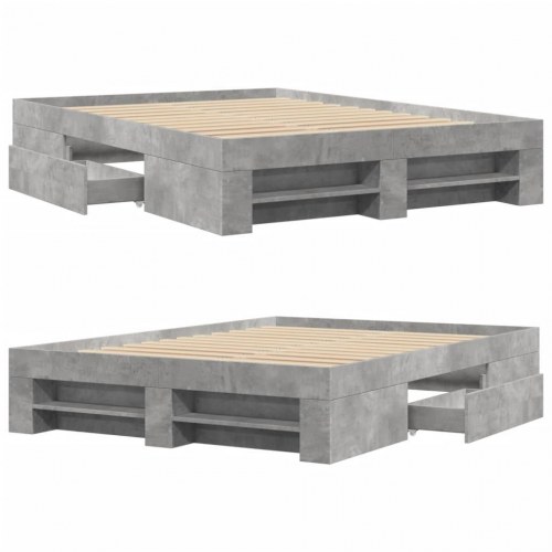 Sengestel 140 x 200 cm med opbevaring - betongrå