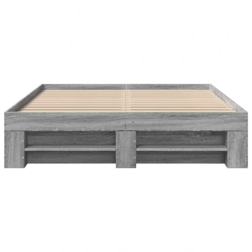 Sengestel med opbevaring 140 x 190 cm - grå sonoma-eg