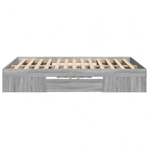 Sengestel med opbevaring 140 x 190 cm - grå sonoma-eg