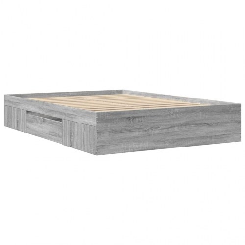 Sengestel 120 x 200 cm med opbevaring - grå sonoma-eg