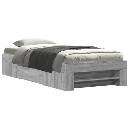 Sengeramme 90 x 190 cm med opbevaring - grå sonoma-eg