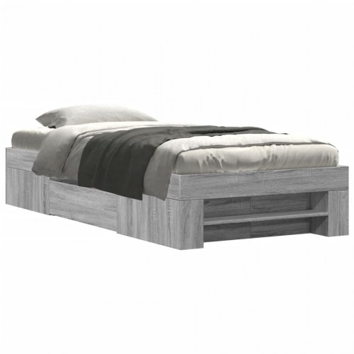 Sengeramme 90 x 200 cm med opbevaring - grå sonoma-eg