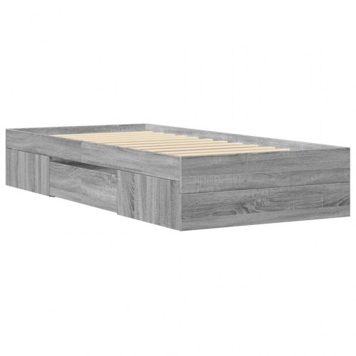Sengeramme 90 x 200 cm med opbevaring - grå sonoma-eg