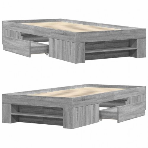 Sengeramme 90 x 200 cm med opbevaring - grå sonoma-eg