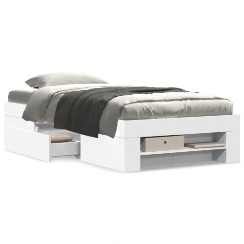 Sengeramme 75 x 190 cm med opbevaring - hvid