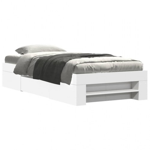 Sengeramme 75 x 190 cm med opbevaring - hvid