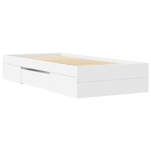Sengeramme 75 x 190 cm med opbevaring - hvid