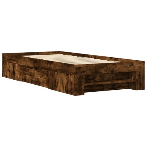 Sengeramme 75 x 190 cm med opbevaring uden madras - røget eg