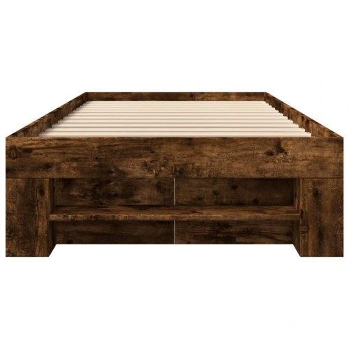 Sengeramme 75 x 190 cm med opbevaring uden madras - røget eg