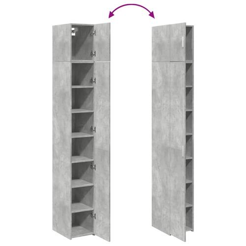 Skab 30x42,5x225 cm smalt konstrueret træ betongrå