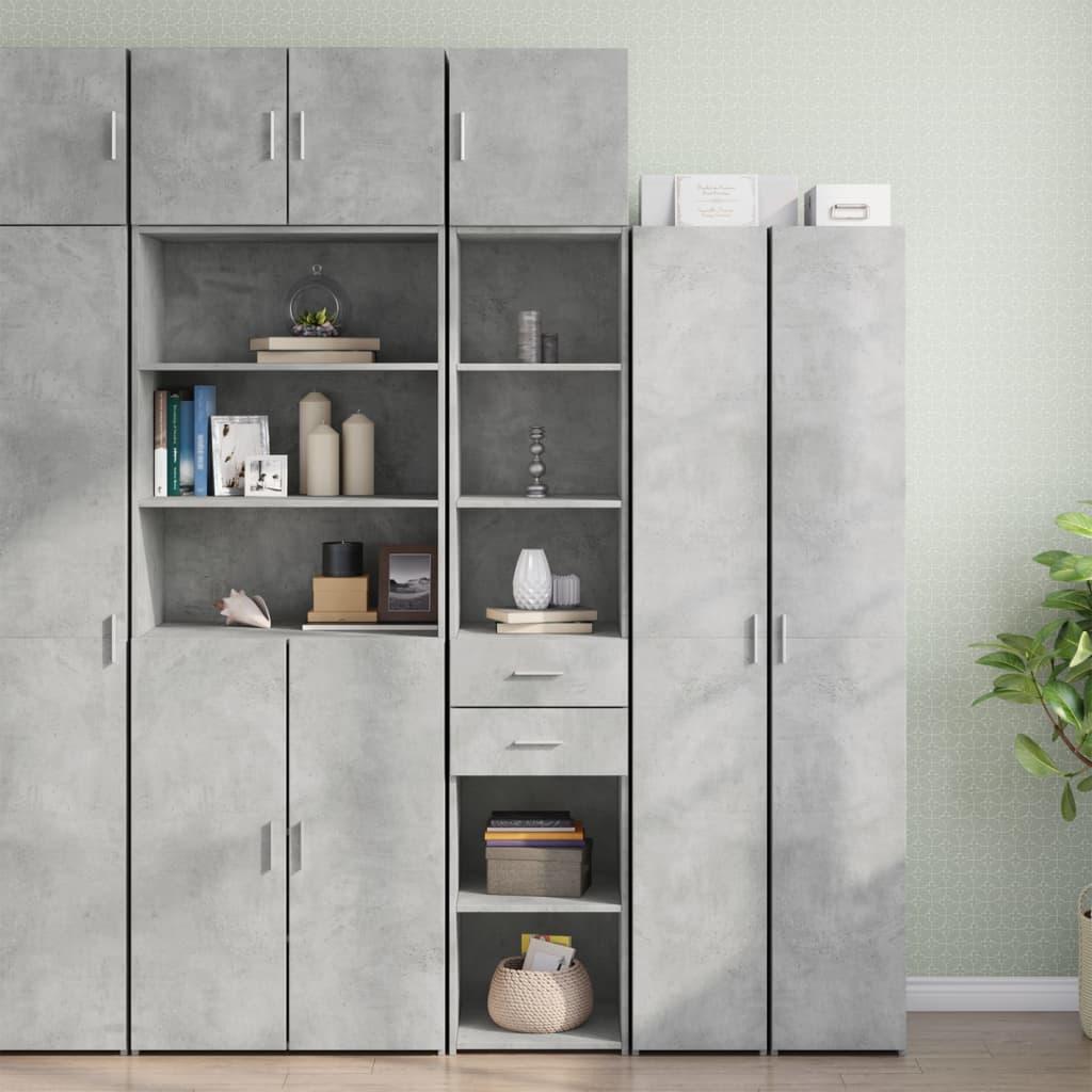 Smalt opbevaringsskab 40×42,5×225 cm i konstrueret træ - betongrå