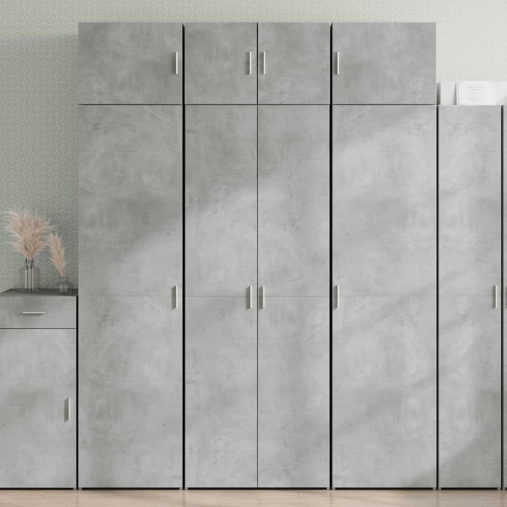 Skab 70×42,5×225 cm - smalt opbevaringsskab i konstrueret træ, betongrå