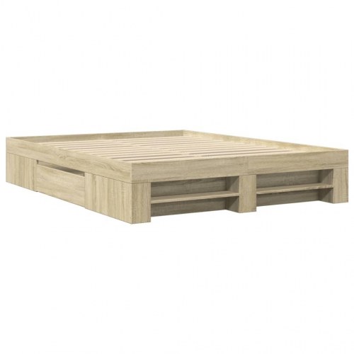 Sengeramme 150 x 200 cm med opbevaring - sonoma-eg