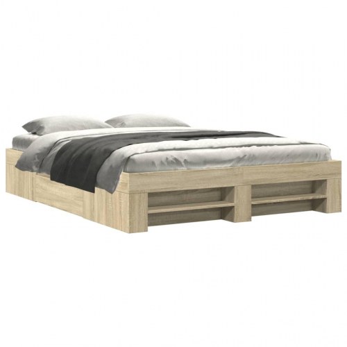Sengeramme 150 x 200 cm med opbevaring - sonoma-eg