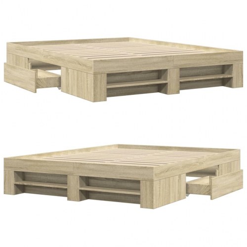 Sengeramme 150 x 200 cm med opbevaring - sonoma-eg