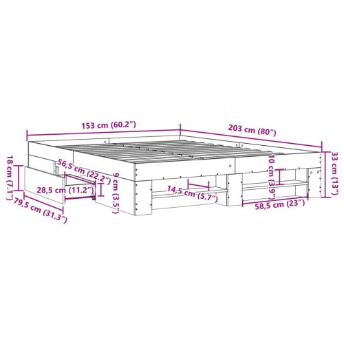 Sengeramme 150 x 200 cm med opbevaring - sonoma-eg
