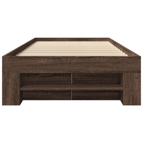 Sengeramme 100 x 200 cm med opbevaring uden madras - brun eg