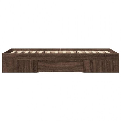 Sengeramme 100 x 200 cm med opbevaring uden madras - brun eg