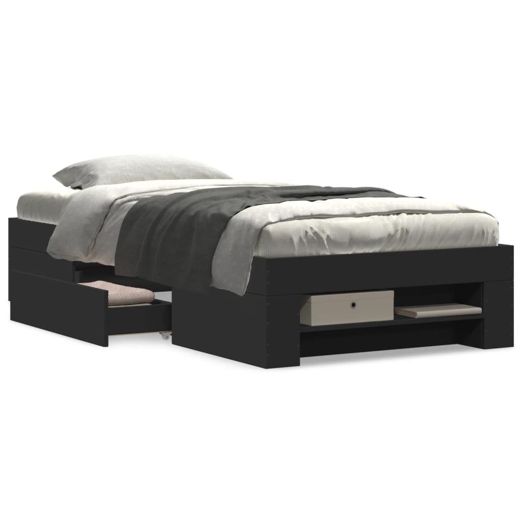 Sengeramme 90x190 cm konstrueret træ sort billede