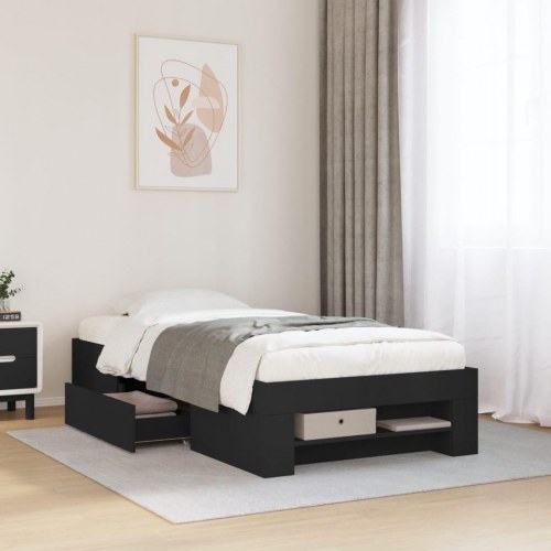 Sengeramme 90 x 190 cm med opbevaring - sort
