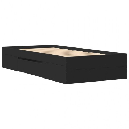 Sengeramme 90 x 190 cm med opbevaring - sort